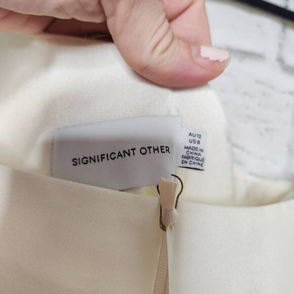 NWT Significant Other Womens Ivory Draped One Shoulder Caspian Dress Size 8 US - Picture 10 of 12